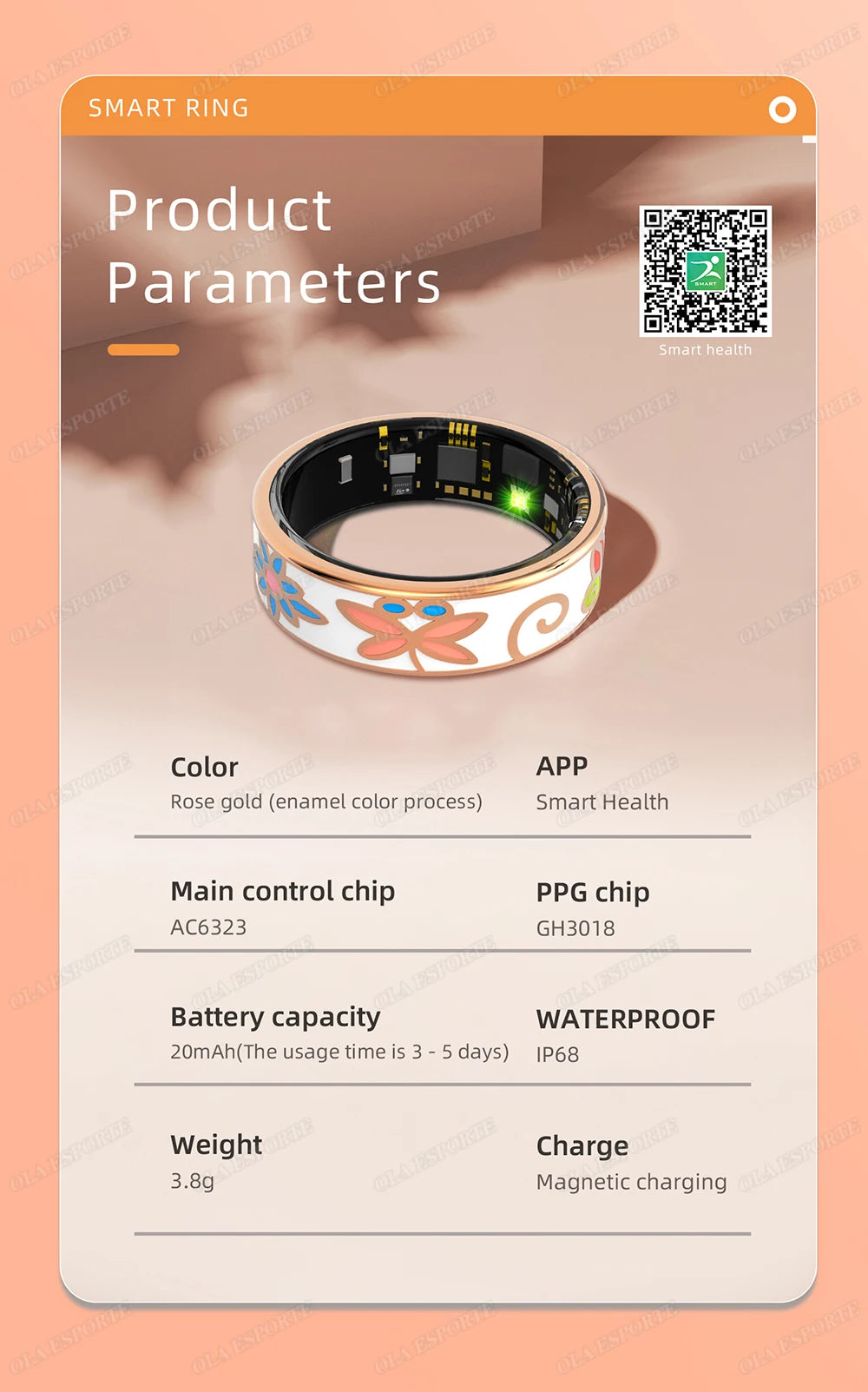 Diamond Fashion Women Smart Ring