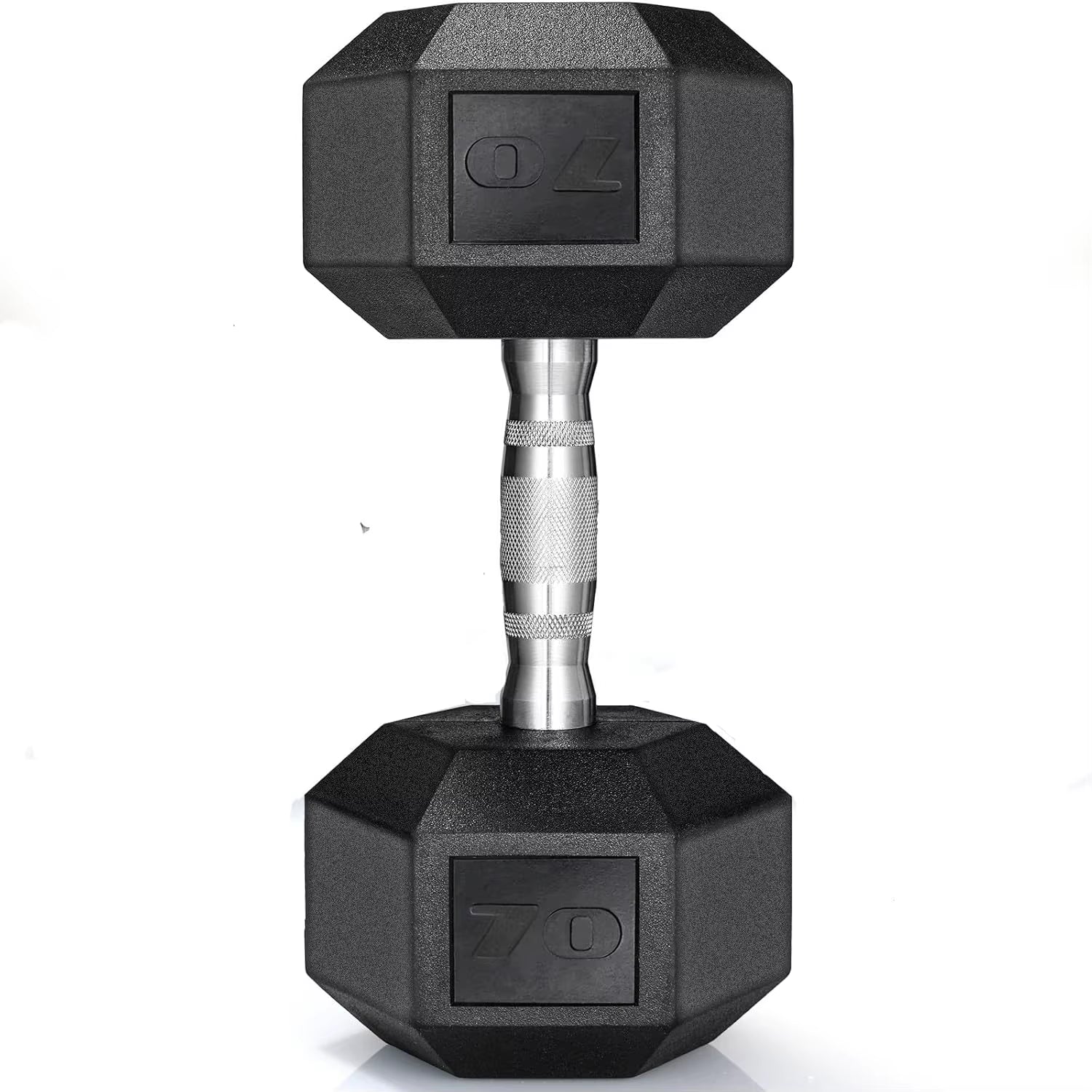Rubber Hex Dumbbell Hand Weight, 30-75LB Dumbbells Rubber Coated Cast Iron Hex Black Dumbbells, Weights Dumbbells Set,1Pair/2Pcs